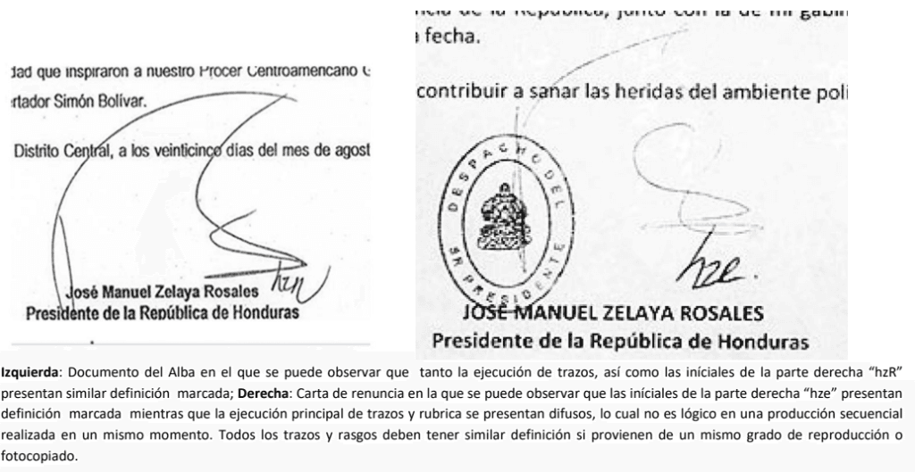 Análisis Grafotécnico De Presunta Carta De Renuncia De Jose Manuel Zelaya Rosales