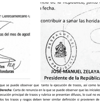 Análisis Grafotécnico De Presunta Carta De Renuncia De Jose Manuel Zelaya Rosales