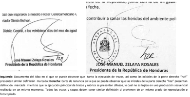 Análisis Grafotécnico De Presunta Carta De Renuncia De Jose Manuel Zelaya Rosales